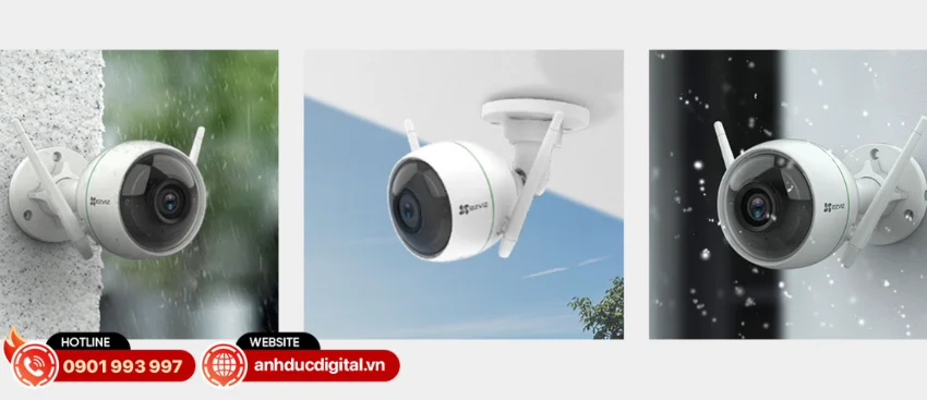 EZVIZ C3W hoạt động ổn định trong nhiều điều kiện thời tiết như nắng, mưa hoặc m&ocirc;i trường nhiều bụi