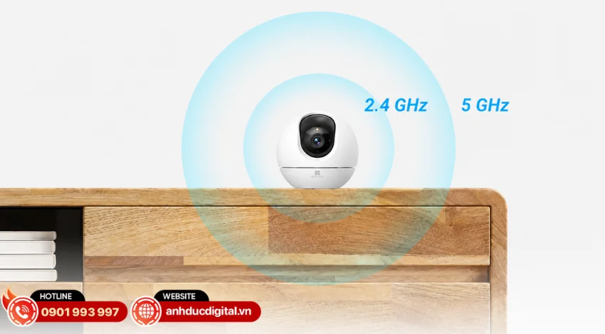 Camera hỗ trợ WiFi 2.4GHz v&agrave; 5GHz gi&uacute;p kết nối linh hoạt trong nhiều m&ocirc;i trường
