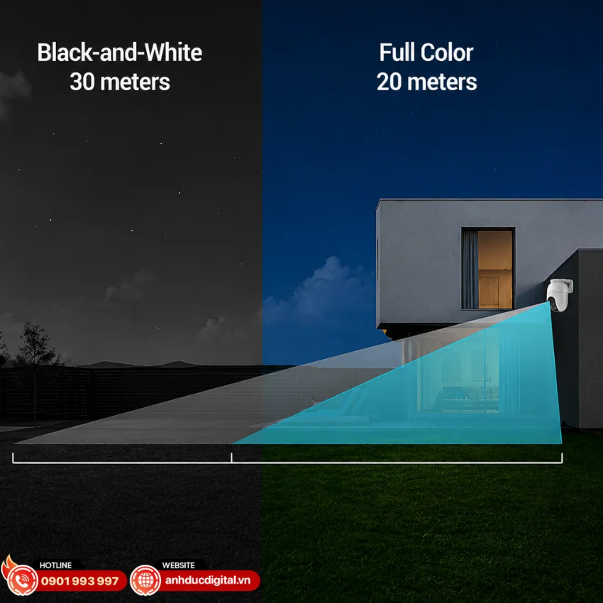 EZVIZ C8c 2K+ hỗ trợ ba chế độ quan s&aacute;t ban đ&ecirc;m gồm hồng ngoại, ghi h&igrave;nh m&agrave;u v&agrave; m&agrave;u th&ocirc;ng minh
