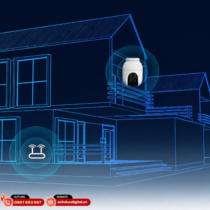 EZVIZ C8c hỗ trợ kết nối WiFi 2.4GHz v&agrave; cổng mạng RJ45 để đảm bảo đường truyền ổn định
