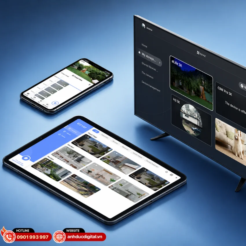 EZVIZ C8c 2K+ c&oacute; thể điều khiển v&agrave; theo d&otilde;i từ xa th&ocirc;ng qua ứng dụng EZVIZ