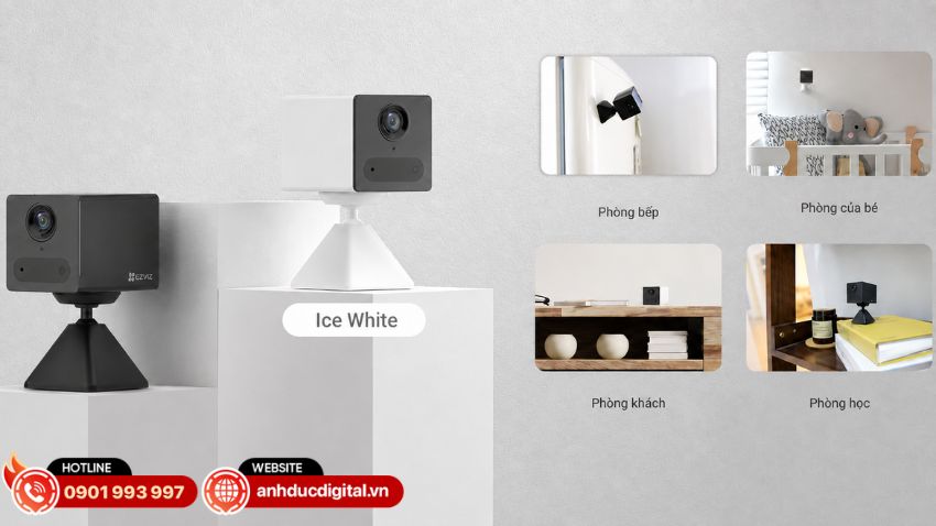 Ezviz CS-CB2 c&oacute; k&iacute;ch thước nhỏ gọn ph&ugrave; hợp nhiều kh&ocirc;ng gian nội thất