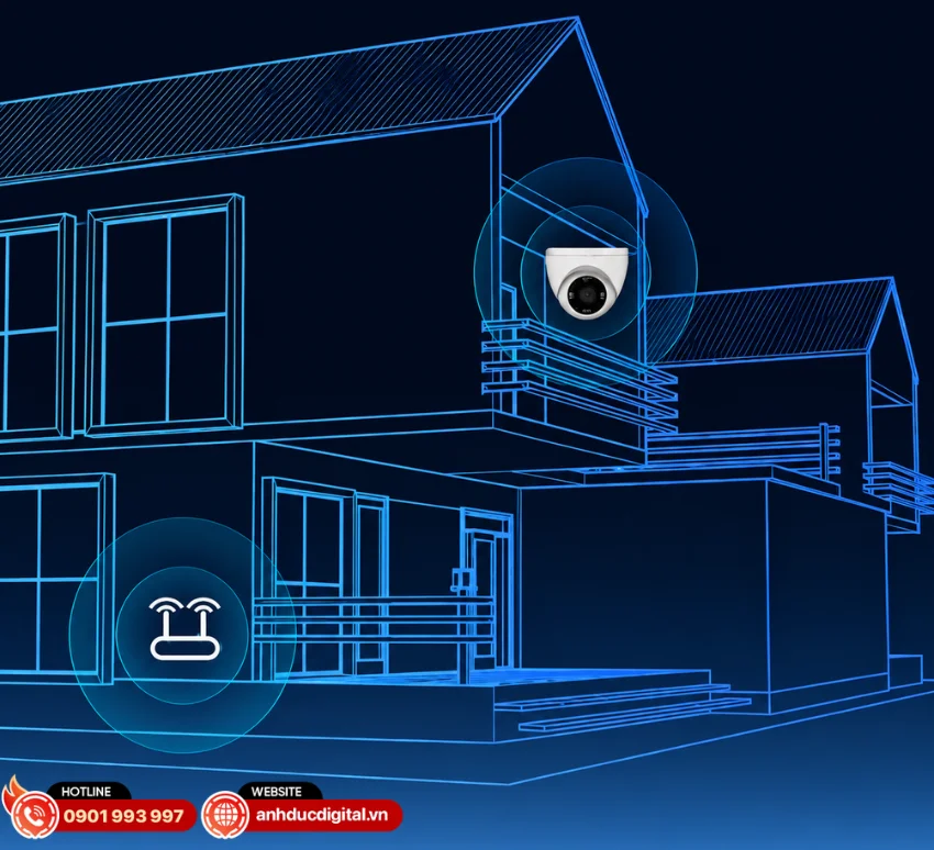 Ezviz H4 sử dụng kết nối WiFi 2.4GHz kết hợp ăng-ten k&eacute;p