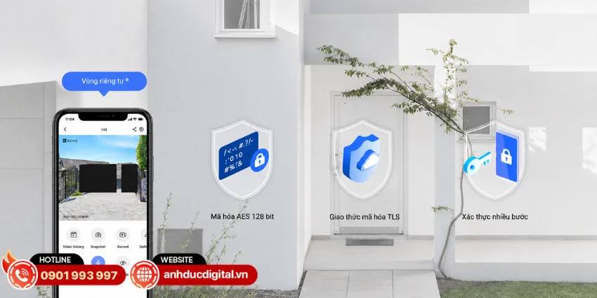 Ezviz H4 được trang bị nhiều lớp bảo mật nhằm bảo vệ dữ liệu v&agrave; quyền ri&ecirc;ng tư