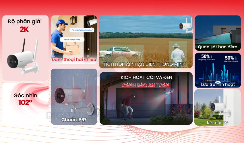 Camera ngo&agrave;i trời kh&ocirc;ng d&acirc;y EZVIZ H5