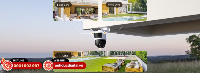 Imou Cruiser Triple 11MP sở hữu 3 ống k&iacute;nh gồm 2 camera cố định 3MP v&agrave; 1 camera PT 5MP
