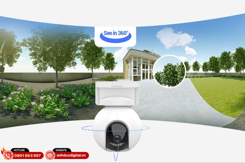 Góc quay 360° và độ phân giải 2K sắc nét