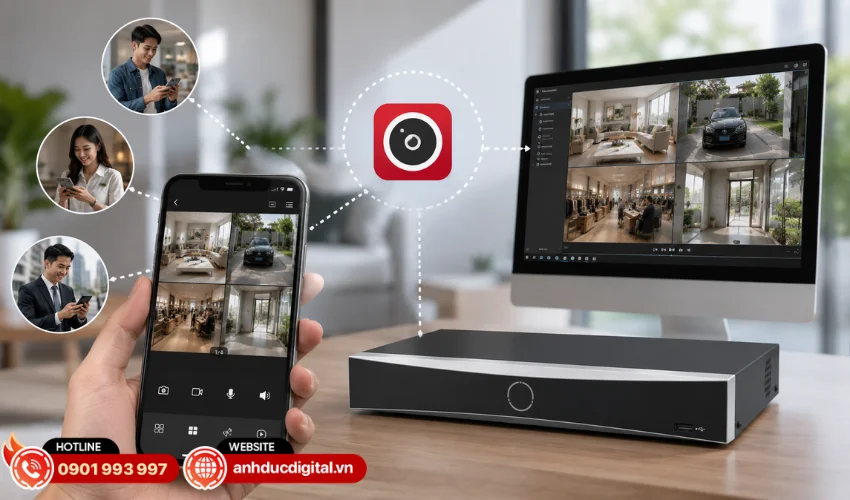 Dễ d&agrave;ng quản l&yacute; qua ứng dụng Hik-Connect