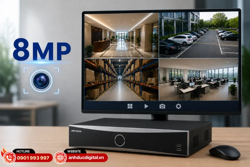 Đầu ghi Hikvision DS-8616NXI-K8 hỗ trợ ghi h&igrave;nh với độ ph&acirc;n giải tối đa 8MP