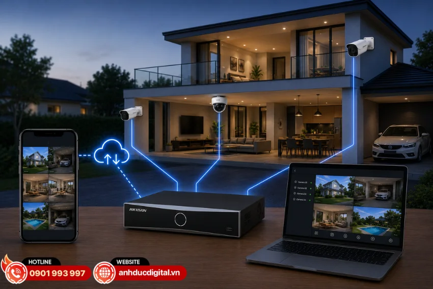 Hikvision DS-8616NXI-K8 sở hữu nhiều cổng kết nối cho ph&eacute;p xem trực tiếp, xem lại v&agrave; quản l&yacute; camera từ xa