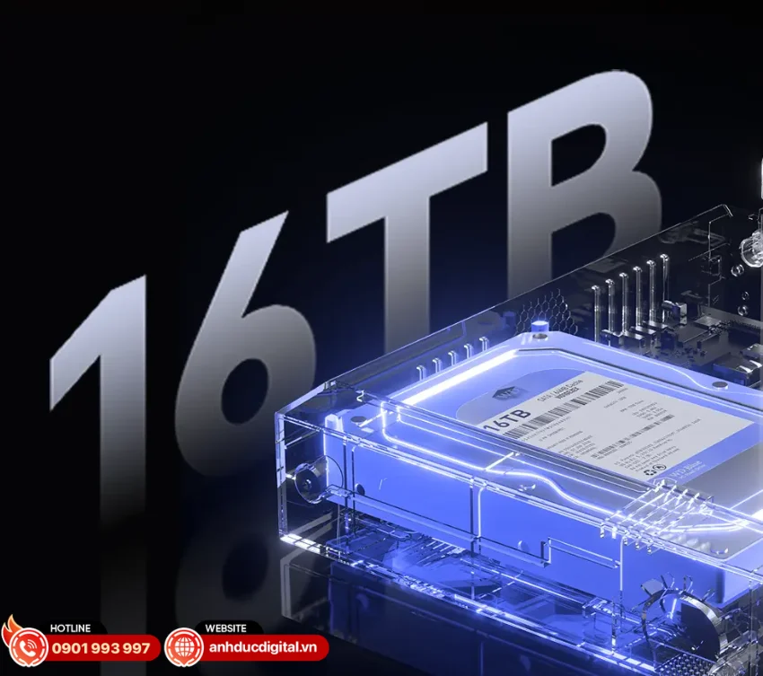 IMOU NVR-N110-8A0E hỗ trợ lắp đặt 1 ổ cứng HDD với dung lượng tối đa 16TB