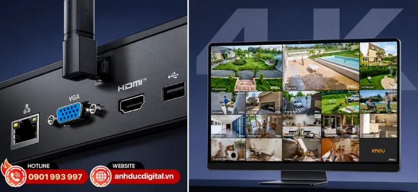 Đầu ghi Imou NVR-N110W-8A0E xuất h&igrave;nh HDMI v&agrave; VGA