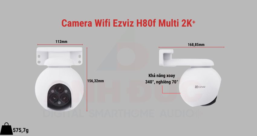 Thiết kế tổng quan của Camera Wifi Ezviz H80f Multi 2K⁺
