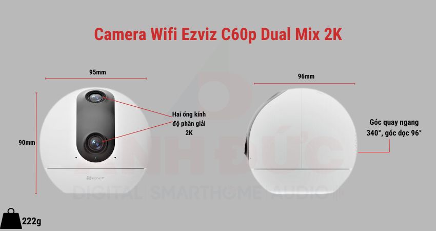 Thiết kế tổng quan của camera wifi Ezviz C60p