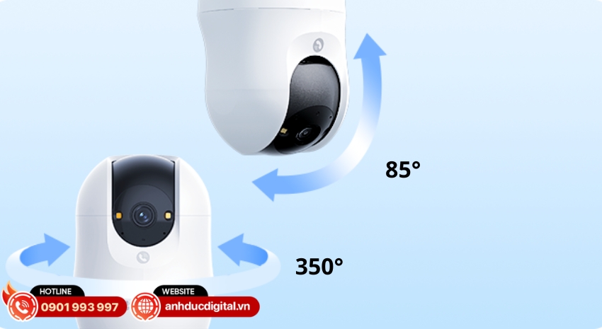 Camera Ezviz C6N G1 3K có khả năng quay ngang 350° và dọc 85°