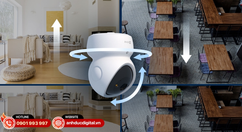 Camera Ezviz H6C G1 3K sở hữu ống kính 4mm F1.6 với góc nhìn 105° đường chéo, 88° ngang và 46° dọc