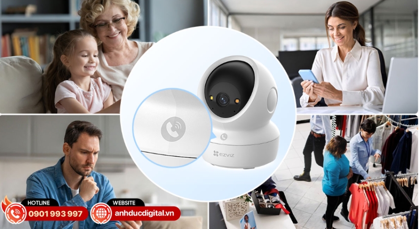 Camera quay nét trong nhà Ezviz H6C G1 3K tích hợp mic và loa chất lượng cao
