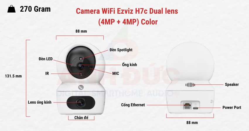 Camera WiFi Ezviz H7c Dual lensColor