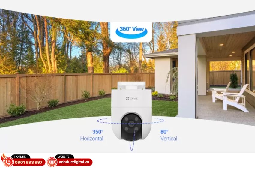 Camera Ezviz H8C Pro 2K+ ghi hình toàn cảnh 360 độ với độ phân giải 2K