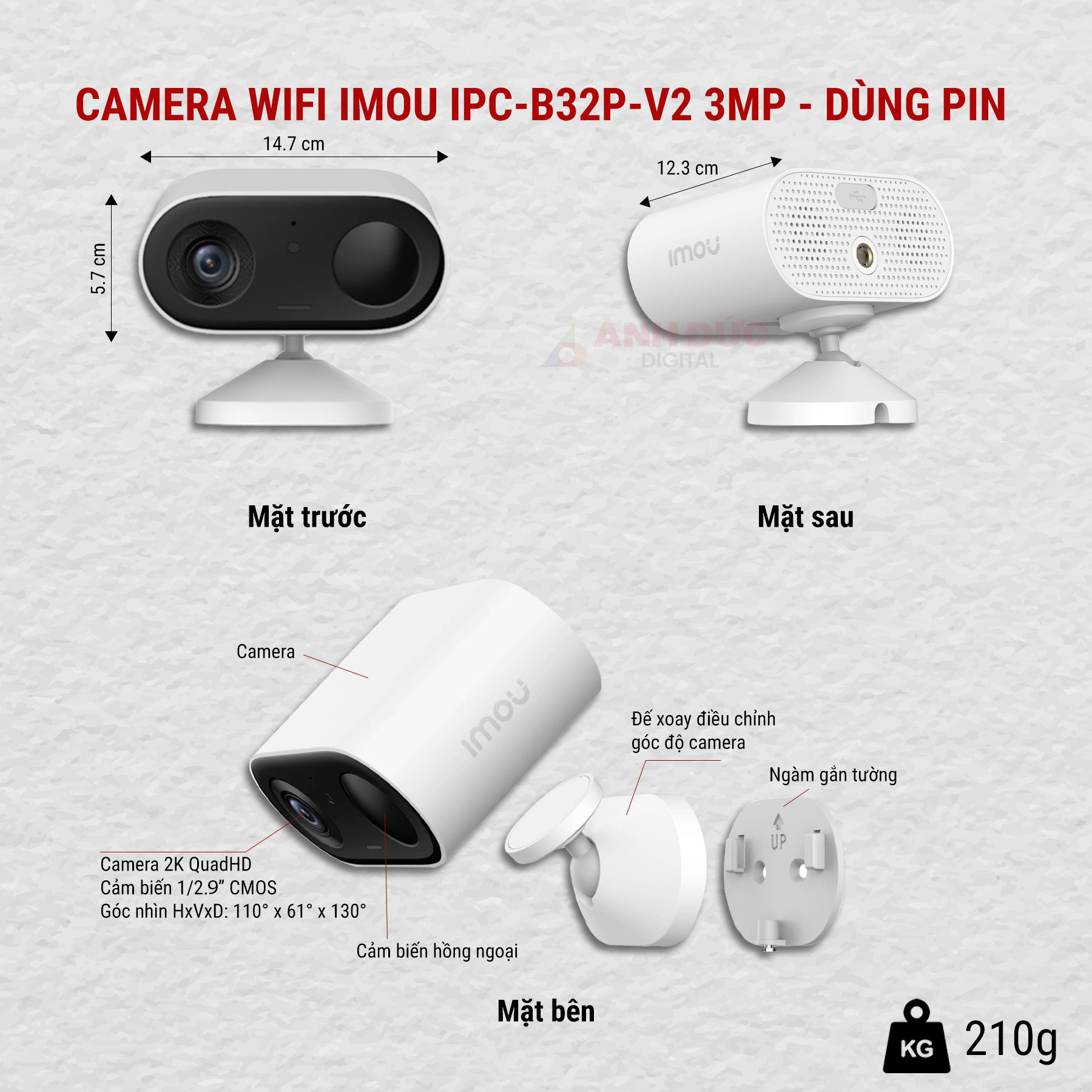 Camera Wifi Imou IPC-B32P-V2 3MP - Dùng Pin 112