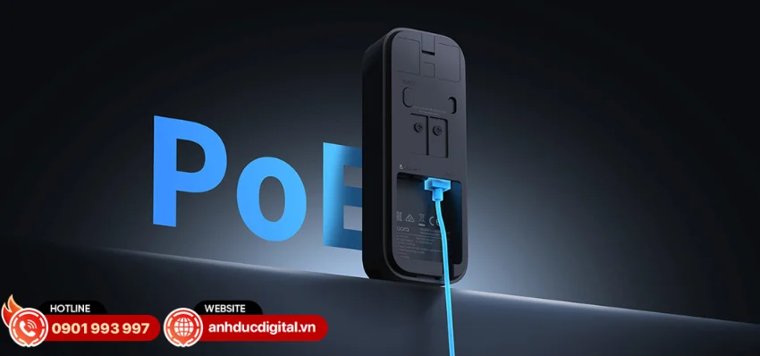 Chu&ocirc;ng cửa th&ocirc;ng minh Aqara G400 DB-C03D hỗ trợ cấp nguồn PoE