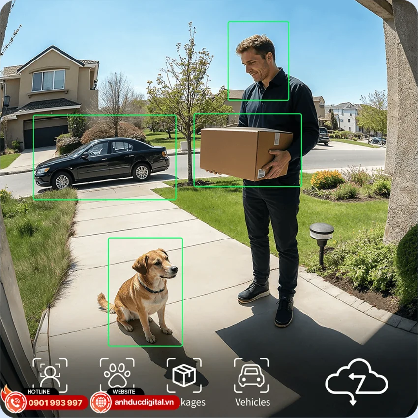 Chu&ocirc;ng cửa th&ocirc;ng minh Aqara G400 DB-C03D t&iacute;ch hợp AI đ&aacute;m m&acirc;y