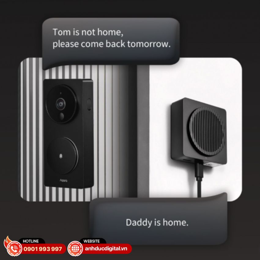 Chuông hình Aqara G4 (Quốc tế) tích hợp chuông báo nội bộ 95dB, hỗ trợ đàm thoại hai chiều