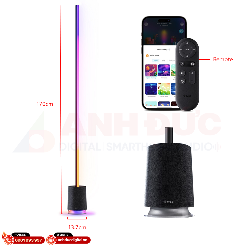 Govee RGBICWW Floor Lamp with Speaker 40