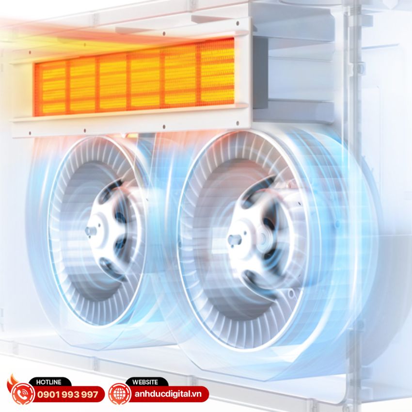 Tốc độ sưởi ấm nhanh chóng với công suất lên đến 2800W  của đèn sưởi nhà tắm Aqara T1