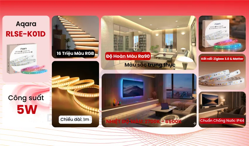 Đ&egrave;n LED d&acirc;y Aqara T1 (1m) m&atilde; RLSE-K01D