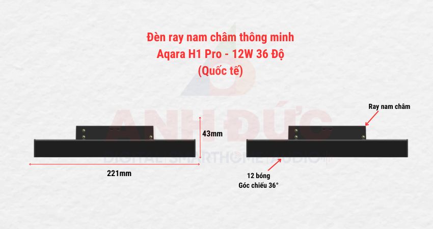 Thiết kế tổng quan của Đèn ray nam châm thông minh Aqara H1 Pro - 12W 36 Độ (Quốc tế)