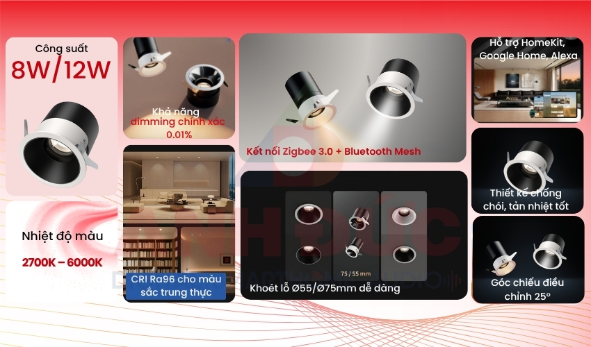 Đèn âm trần Spotlight Aqara T2 Pro