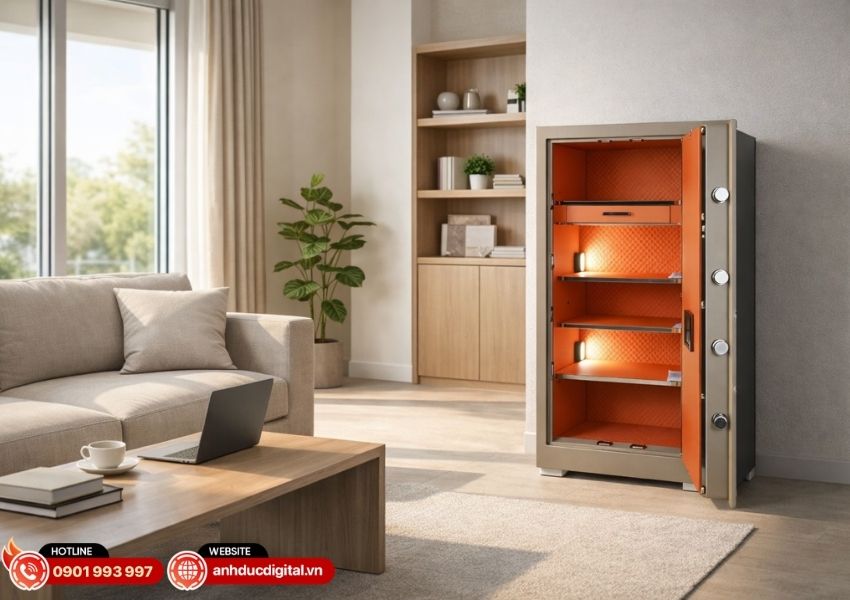 thiết kế k&eacute;t sắt Liberty LB1200 Pro m&agrave;u x&aacute;m v&agrave; gold