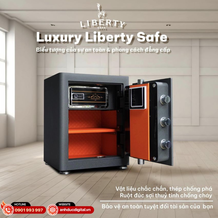 Nội thất két sắt Liberty LB45S bọc da cao cấp sang trọng