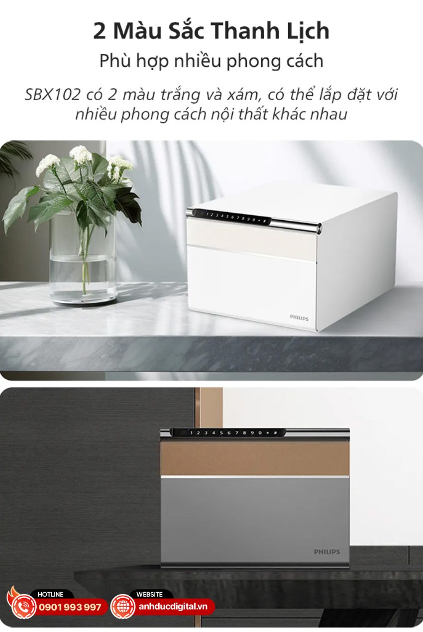 2 phiên bản màu cuốn hút của két sắt Philips SBX102