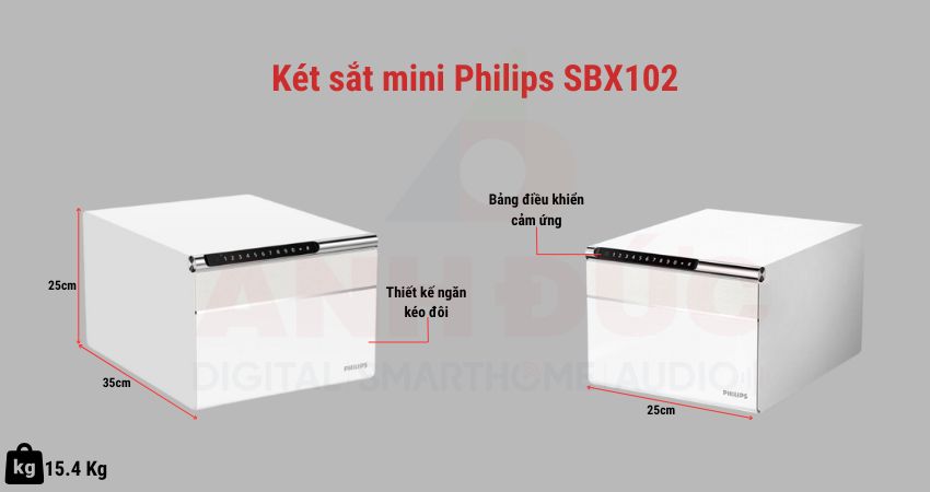 Thiết kế tổng quan sản phẩm Két sắt mini Philips SBX102