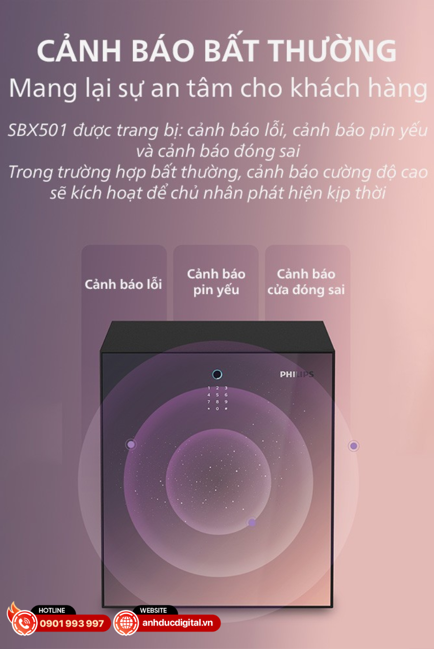 Két sắt SBX501 được trang bị đèn LED thông báo trạng thái