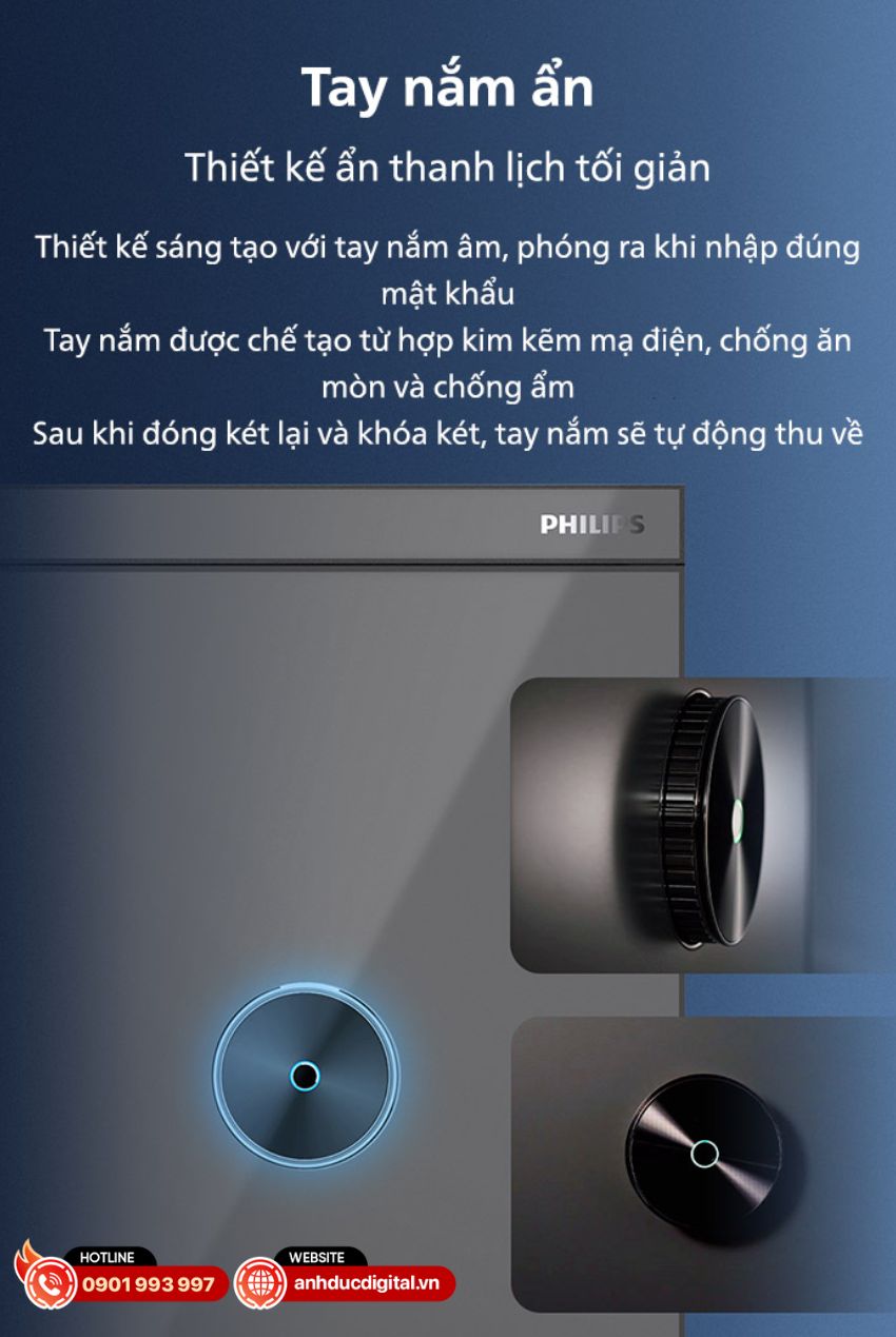 Một điểm đặc biệt trên két sắt SBX602 là tay nắm ẩn