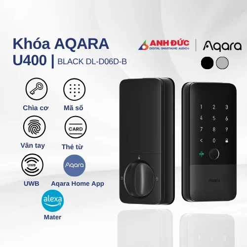 Khóa cửa thông minh Aqara U400 | Black DL-D06D-B (Chính hãng)