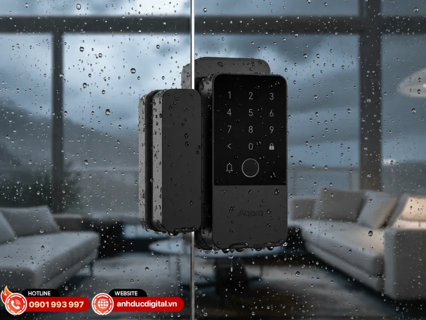 Aqara U500 Glass Door Lock được chế tạo chắc chắn chống nước và chống bụi IP65