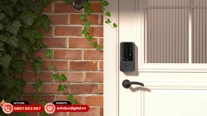 Aqara Smart Rim Lock U500 được thiết kế theo dạng kh&oacute;a v&agrave;nh lắp nổi