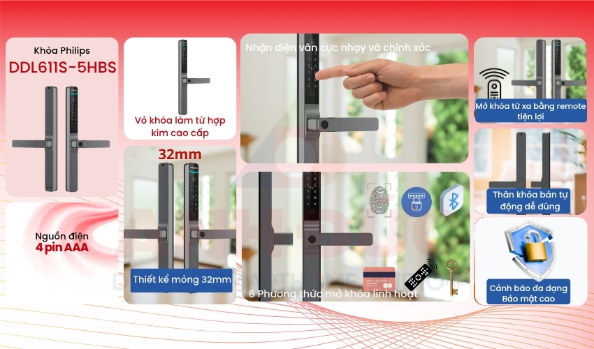 khóa Philips DDL611S-5HBS