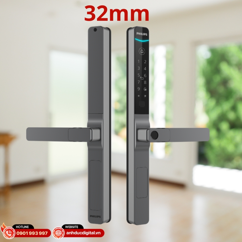 Khóa Philips DDL611S-5HBS có thiết kế hiện đại, nhỏ gọn