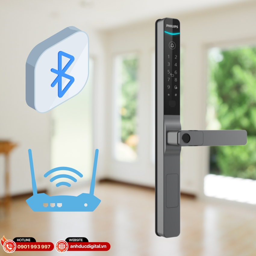 Khóa vân tay Philips DDL611S-5HBS hỗ trợ kết nối Bluetooth và bộ điều khiển Gateway