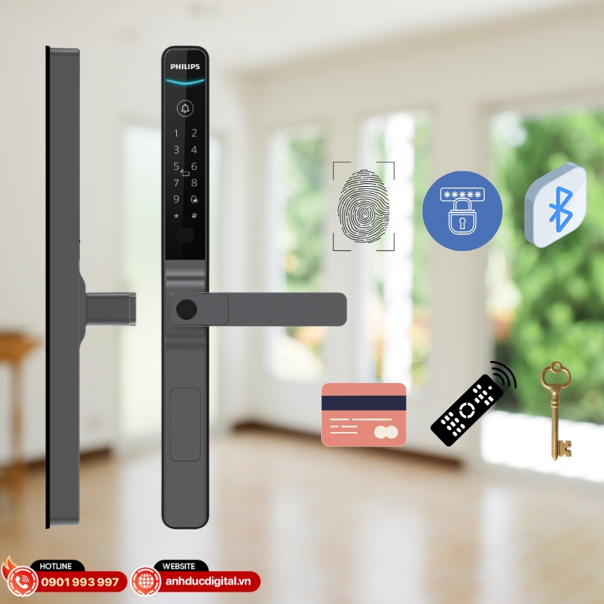 Khóa Philips DDL611S-5HBS linh hoạt với 6 phương thức mở khóa
