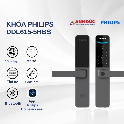 Khóa Philips DDL615-5HBS (Chính hãng)