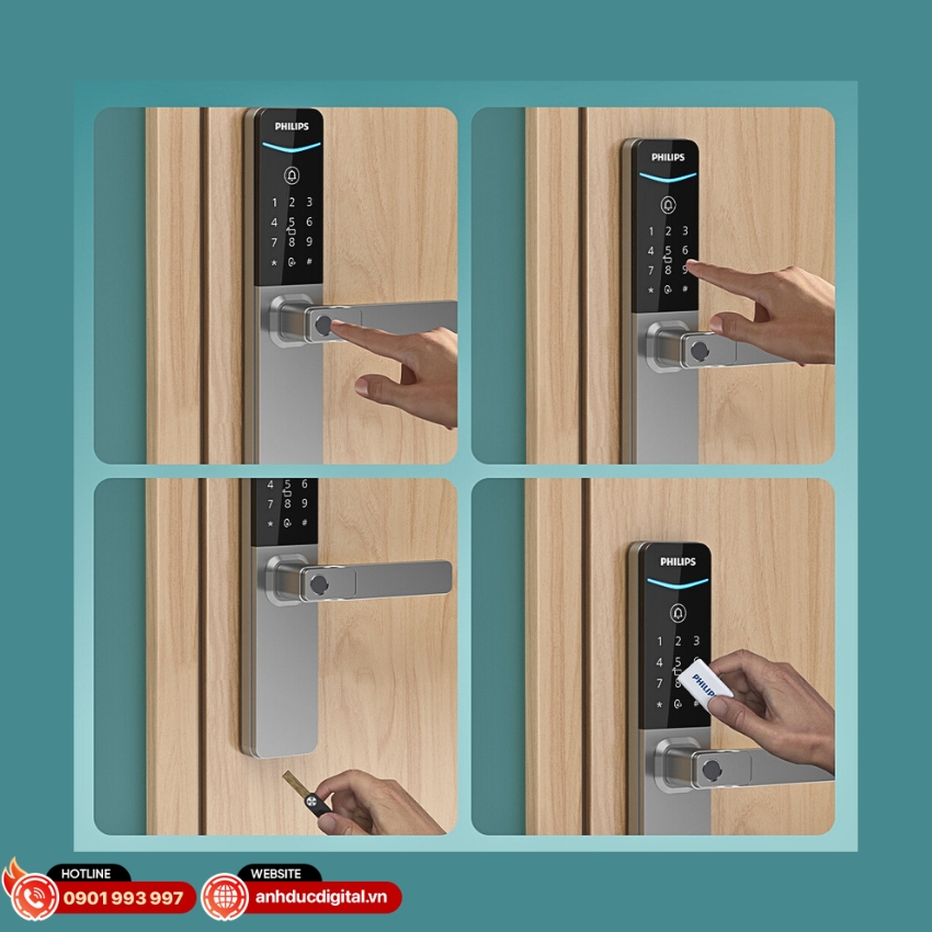 Khóa Philips DDL615-5HBS hỗ trợ đến 5 phương thức mở khóa