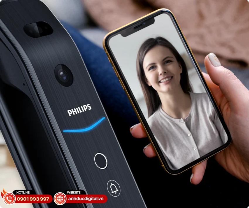 Khóa Philips DDL709-7HWS được trang bị màn hình cảm ứng IPS 4 và bộ đàm nhìn thấy từ xa
