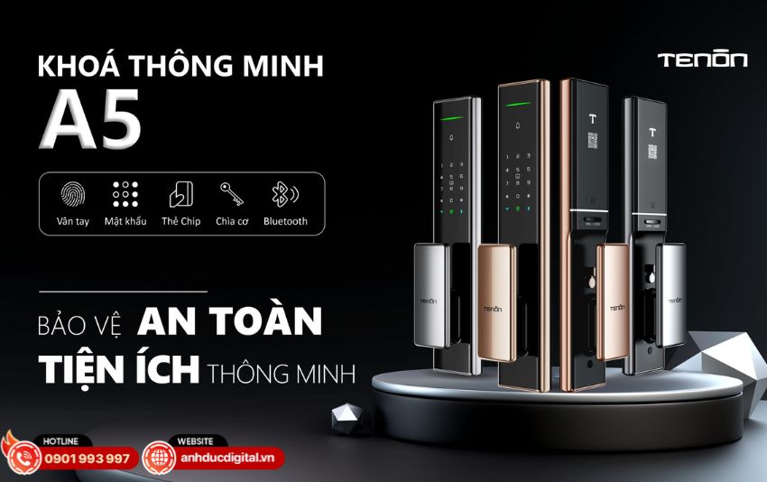 Khóa Tenon A5 cung cấp 5 phương thức mở khóa hiện đại