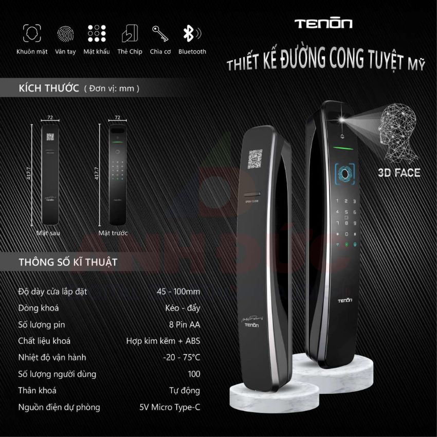 Khoá cửa thông minh Tenon A9X - 4